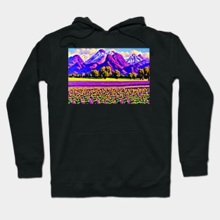 Purple Mountains Majesty - Purple Aesthetic Landscape Painting Hoodie